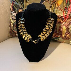 Giles and Brother brass on black cord necklace